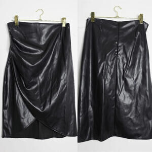 Micas Black Faux Leather Strapless Mini Club Dress - Large